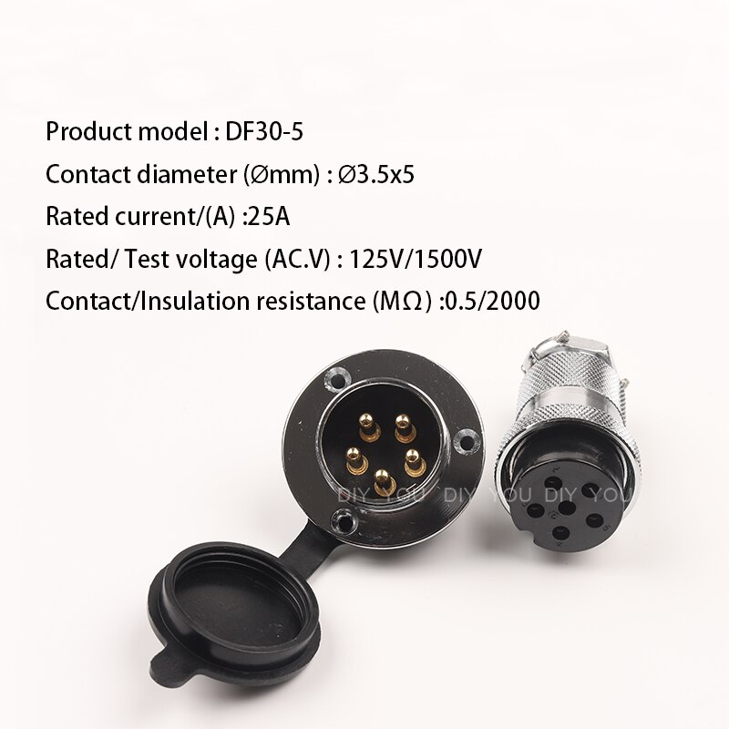 1 Set DF30 GX30 Luchtvaart Connector 2 3 4 5 7 8 10 14 Pin Vrouwelijke Plug &amp; Mannelijke Socket circulaire Flens Elektrische Draad Connector: DF30-5 Round Flange