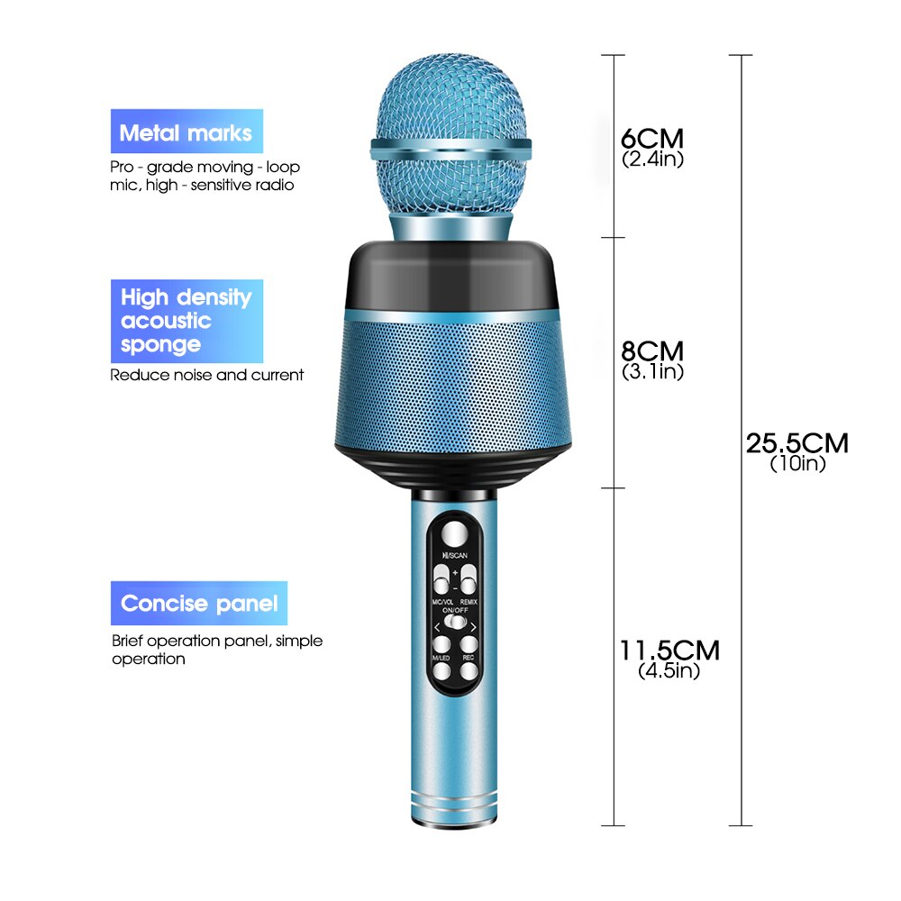 Trådløs bluetooth karaoke mikrofonhøjttaler ktv musikafspiller sangoptager håndholdt kondensatormikrofon sang