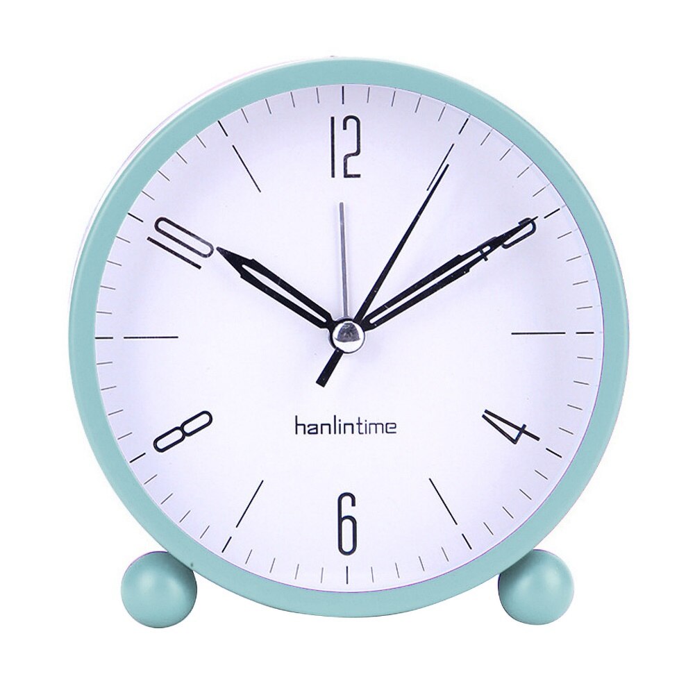 4inch Metal Round Alarm Clock Quiet Desktop Bedroom Battery Operated Timepiece Round Silent Simple Timepiece Alarm Clock: Green  