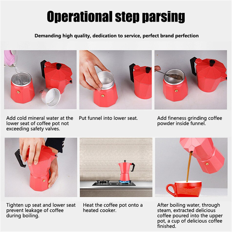 Ttlife aluminium mokka kaffekanne italiensk kaffetrakter bærbar kaffekoker kjøkken kaffekanner