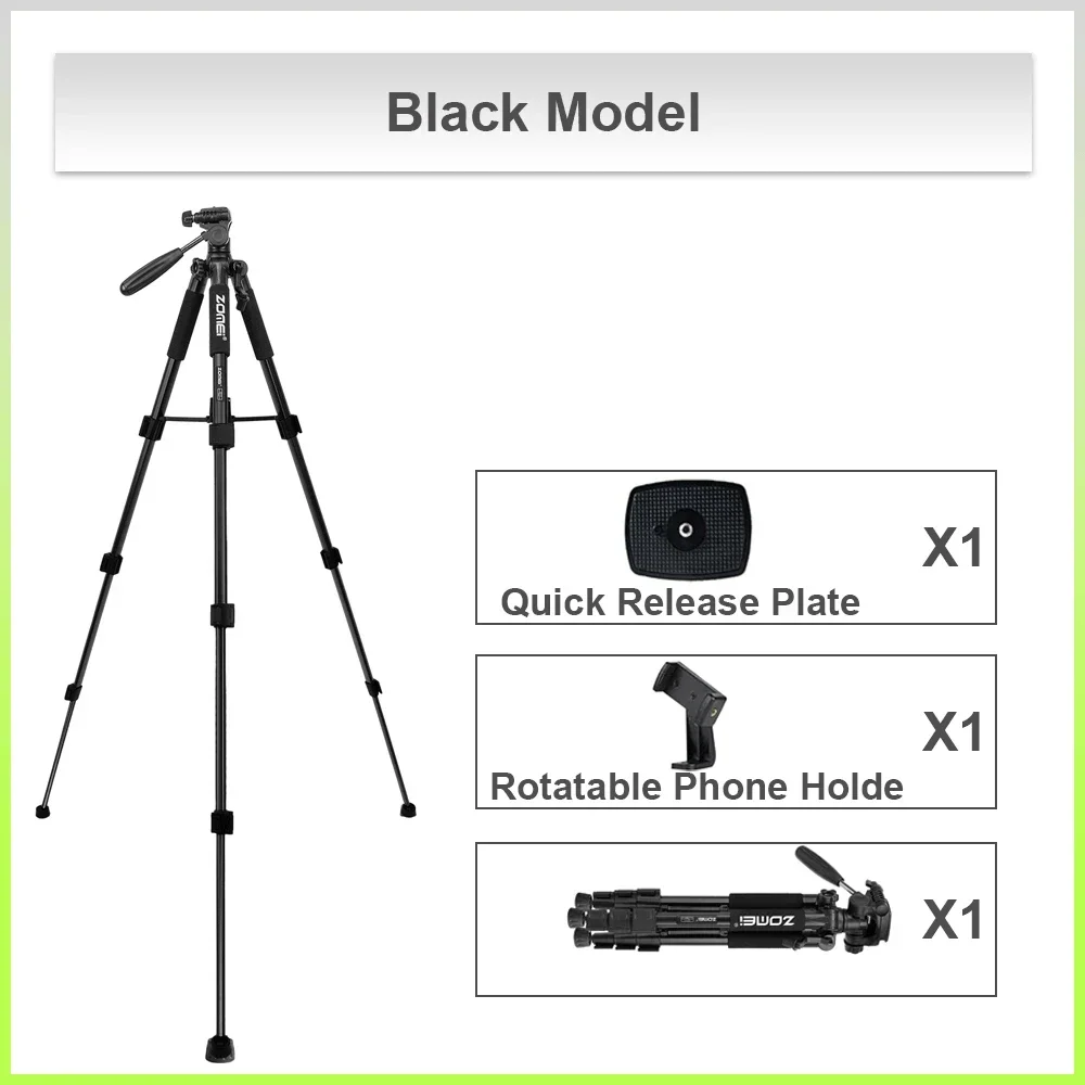 ZOMEI Q111 Portable Travel Tripod Aluminum Alloy Camera Tripod with Pan Head Holder for DSLR Digital Camera Tripod: green