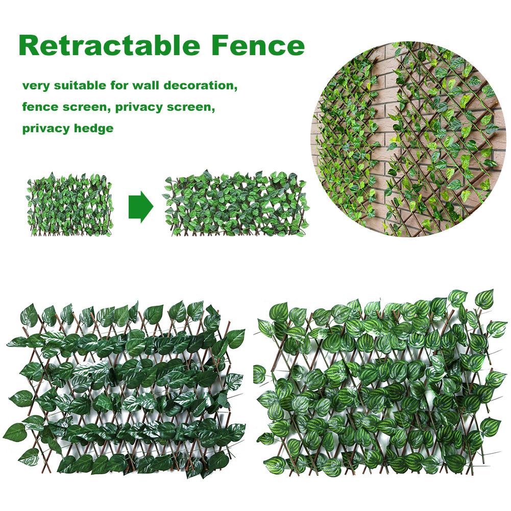 Garden Green Vine Fence Privacy Hedge Screen Telescopic Privacy Fence Suitable for Outdoor Indoor Garden Fence Backyard