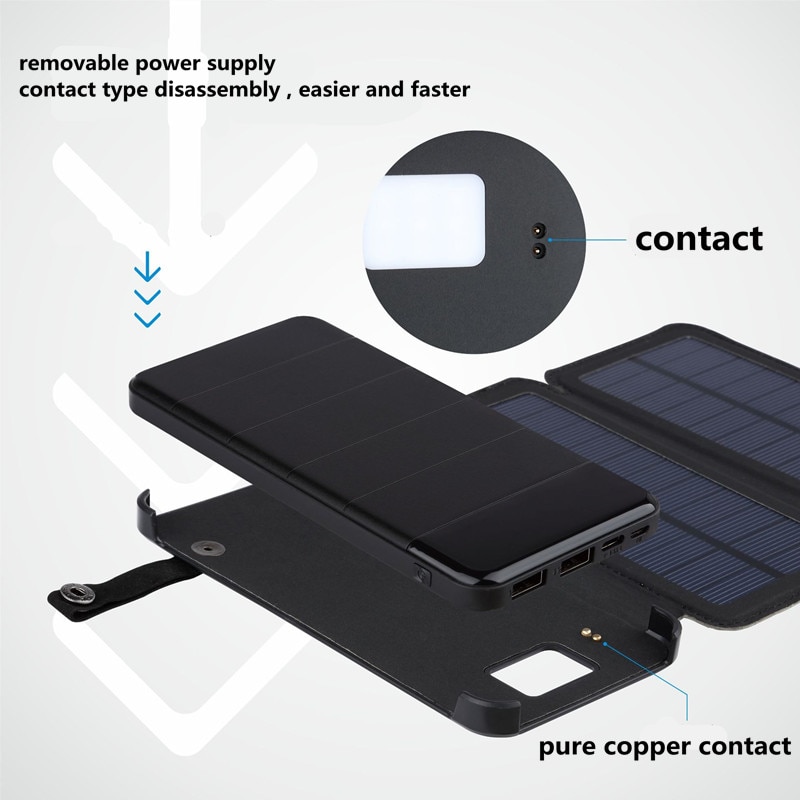 HENGCHANG-funda de Banco de energía plegable con cargador Solar, caja de almacenamiento de batería, desmontable, impermeable, 5v2a, Pcb,