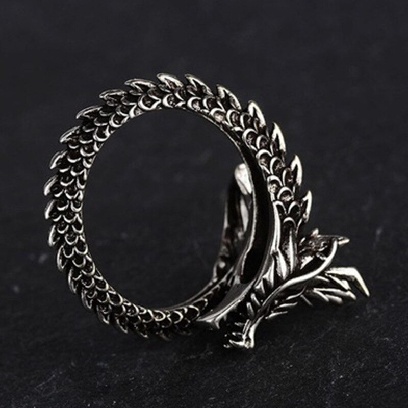 Viking Mannen Verstrengeld Dragon Ring Noorse Mythologie Zilver Kleur Odin Dragon Rvs Ringen Nordic Amulet Sieraden