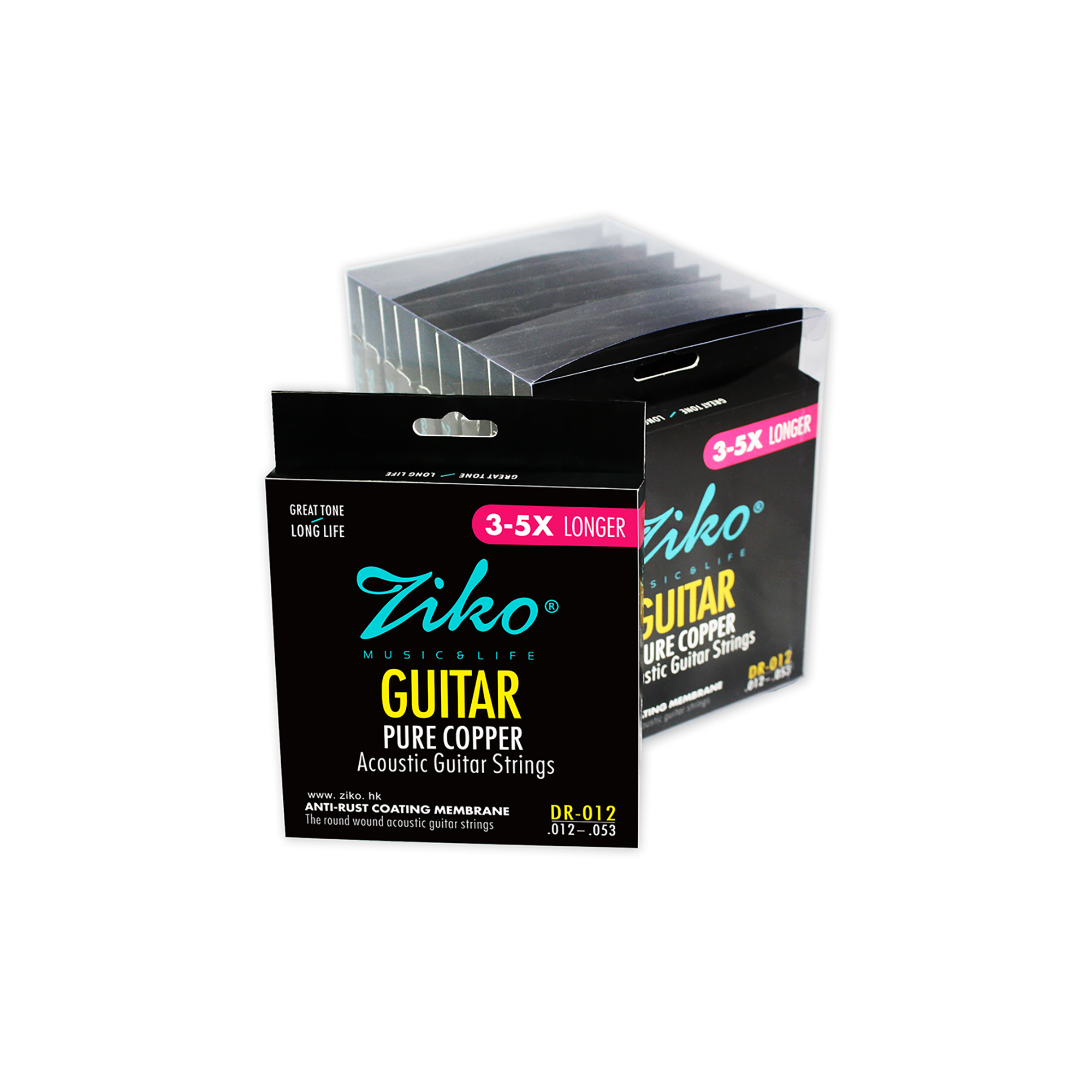 ZIKO – cordes de guitare acoustique en acier au carbone, noyau en alliage Hexangon, ensemble de 6 cordes en laiton profond DR 010 011 012, accessoires pour débutants
