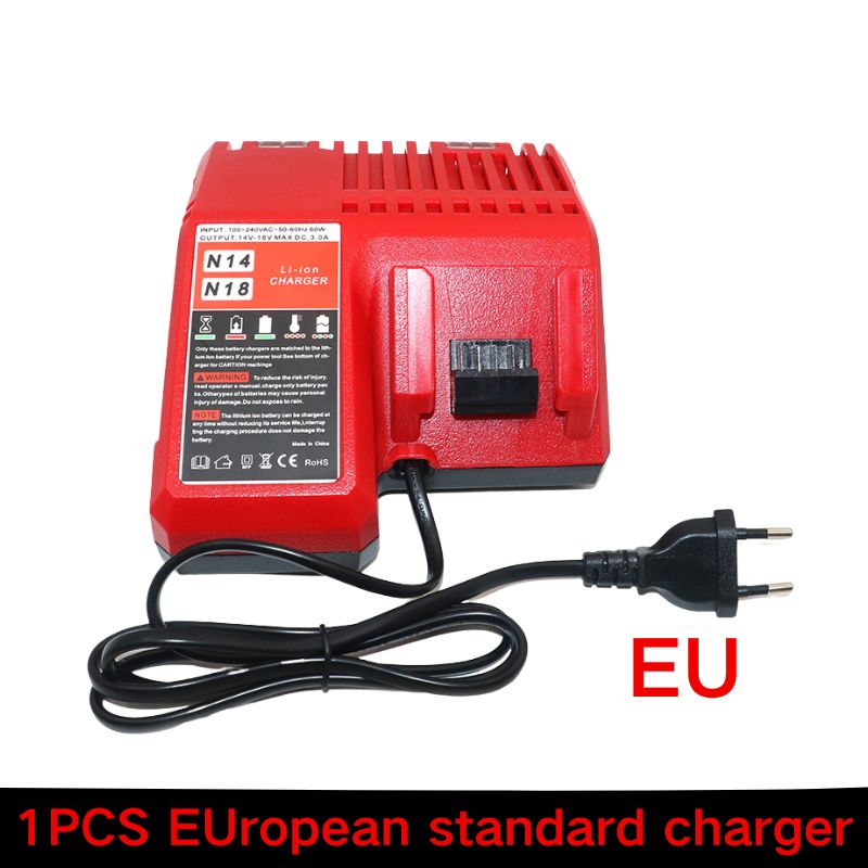 For Milwaukee M18 Power Tool Battery, Charger, BR, XC, 18V, 6000mAh/9000mAh/12000mAh M18B5, 48-11-1860, Built-in 18650 Battery: light yellow