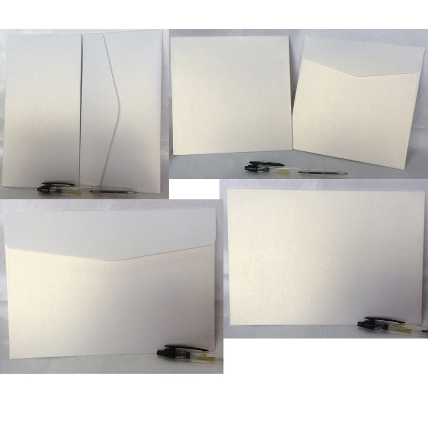 Sobres de papel perlado para tarjetas de invitación de de boda, Color blanco hielo, 250GSM, 16, 17, 19, 21, 22, 23 Cm, 50 unids/lote