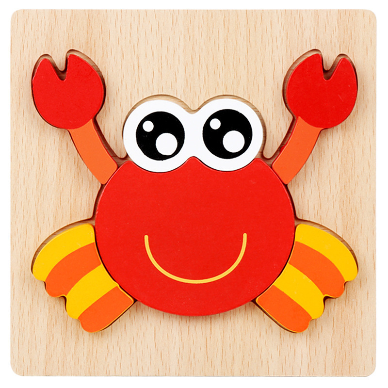 Houten Jigsaw Dieren Puzzels Voor 1-3 Jaar Oude Meisjes Jongens Peuters Educatieve Voorschoolse Speelgoed Houten Puzzel Voor baby &#39;S: Crab