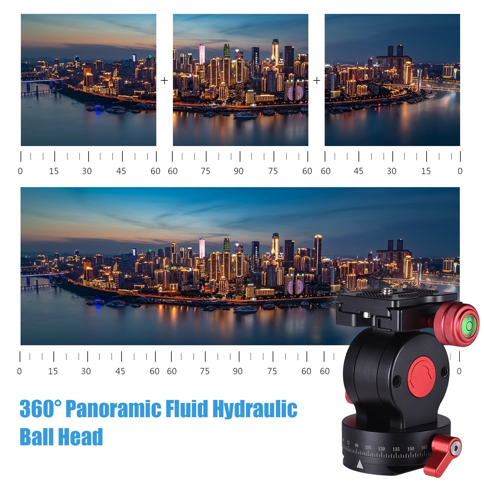 Andoer liquid hydraulic ball head aluminum alloy tilt head qr plate 1/4 & 3/8 inch screw hole load bearing 10kg for camera tripod