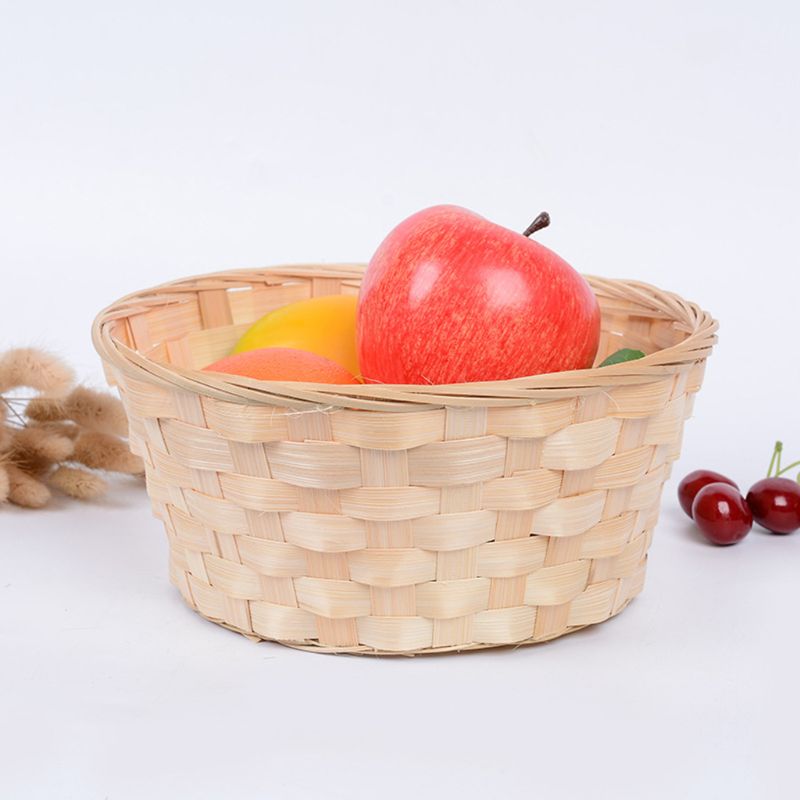 Bamboo Woven Bread Basket Snacks Container Food Display Basketry Kitchen Fruit Vegetables Egg Storage Tray