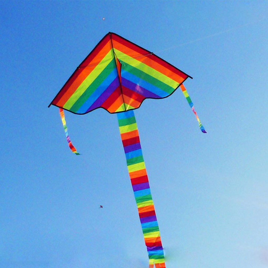 Rainbow Kite Kids Lange Staart Kleurrijke Vliegende Speelgoed Cartoon Kite Kids Voor Strand Park Outdoor Sport