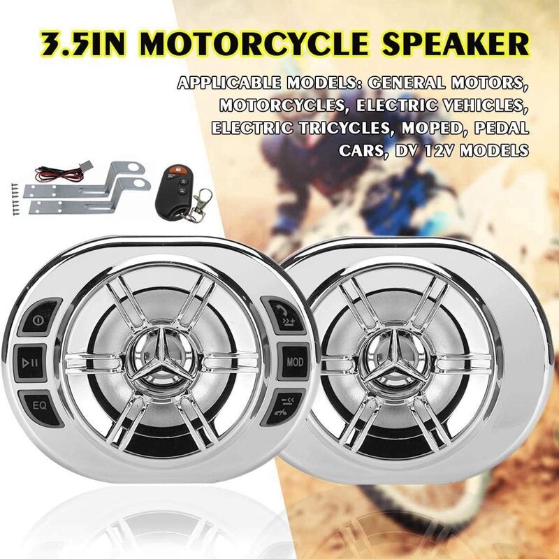 Motorcykel stereohøjttalere 3.5 tommer bluetooth  mp3 afspiller vandtæt aktivt opkald fm o til scooter cykel atv utv