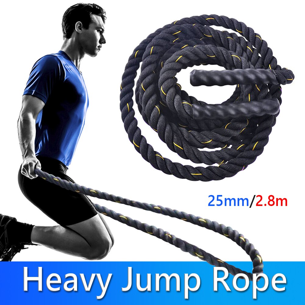 25mm Fitness Heavy Skipping Jump Rope Weighted Battle Rope 9ft Length 1 inch Diameter Improve Strength Building Muscle Fitness