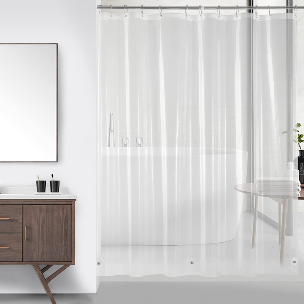 PEVA-Duschvorhang, wasserdichter Kunststoff, durchsichtige Badvorhänge, transparent/bunt, Badezimmervorhänge, Mehltau, Zuhause, Luxus mit Haken: Blau