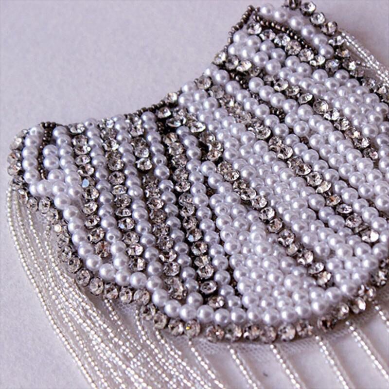 Unisex håndlavede smykker kvaster kæde epaulette faux perle skulderplade badge