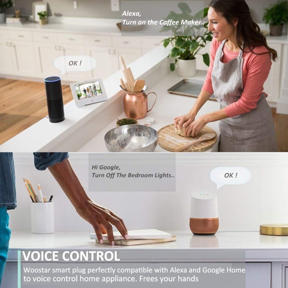 Lonsonho smart støpsel wifi stikkontakt nattlys type b oss støpsel tuya smartlife kompatibel alexa google hjemmeassistent