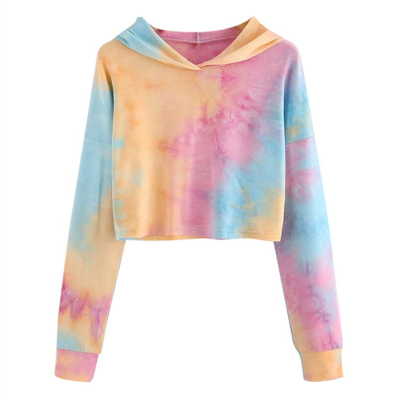 Mujeres Tie Dye sudaderas con capucha ropa Oversized estampado de manga larga con capucha Tops coreana suelta Pullover mujer Casual sudadera: purple / XL