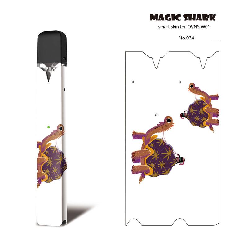 Magie Shark Rhinoceros Tribal Auf die Cartoon PVC Ultra Dünne Film Abdeckung Pod Fall Aufkleber Für OVNS W01 Kit kein Verblassen