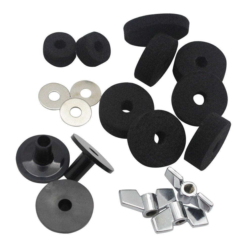 18 stuks drum cimbaal wol pad knop schroef ring mouw muzikale bescherming en vaste cimbalen percussie-instrument accessoires