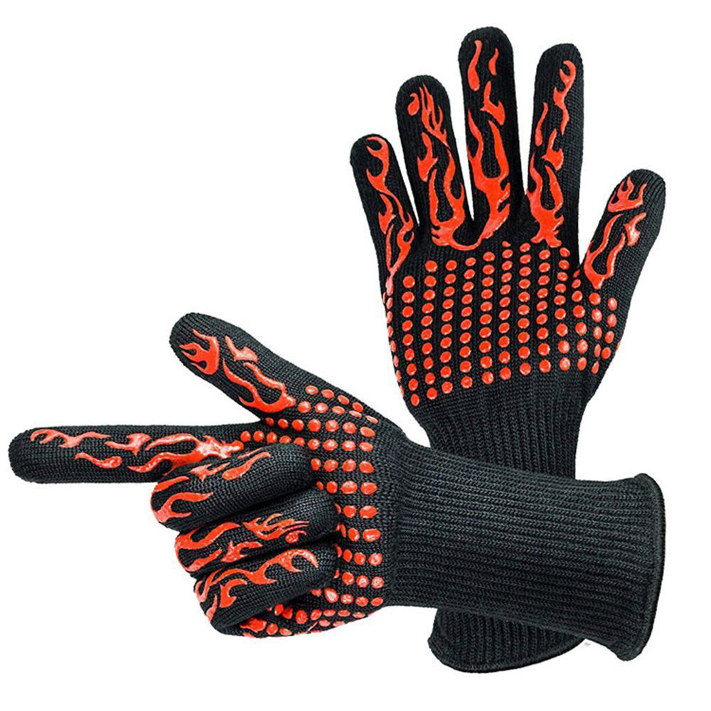 Gants anti-brûlure résistants à chaleur,mitaines pour barbecue, pour cuisine, ignifuges, antidérapants pour boulangerie, pâtisserie: F