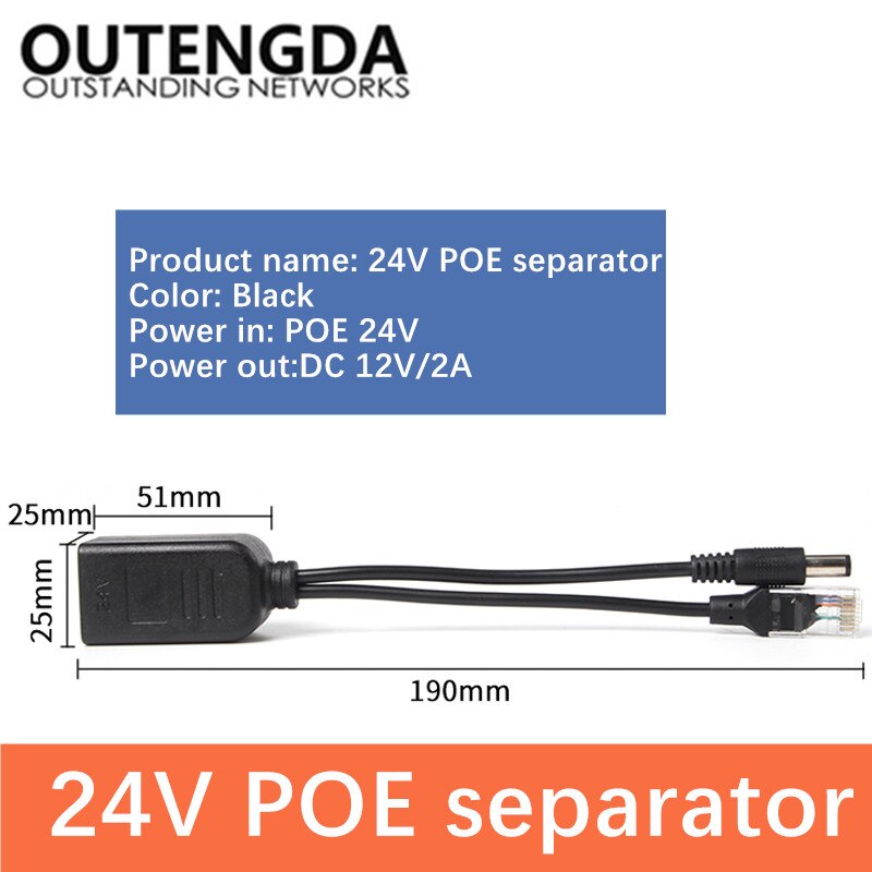 Divisor de energia poe converter 24v para 12v dc out divisor por cabo de rede para câmeras de vigilância ip