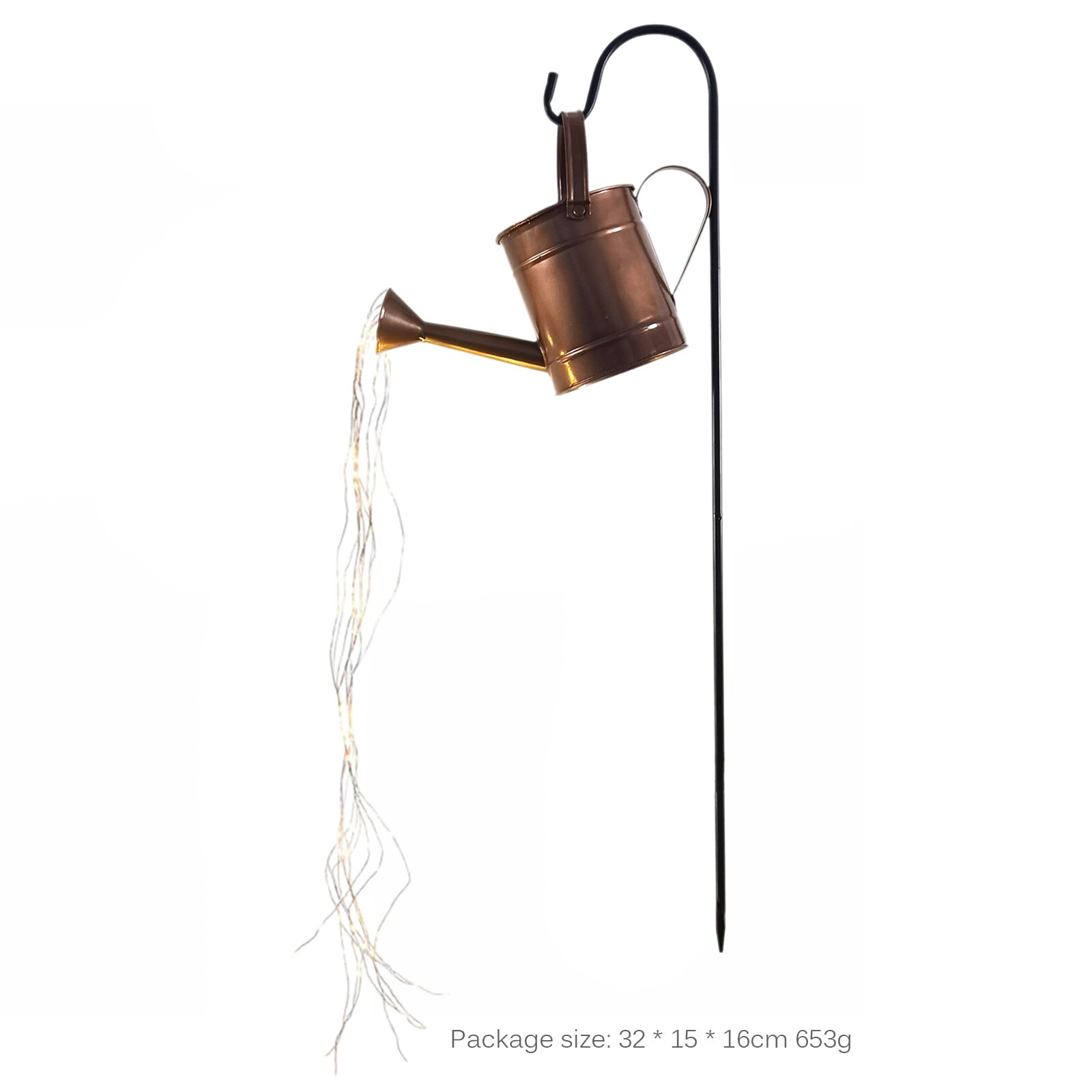 Regadera Solar para exteriores, lámpara de adorno de arte para jardín, decoración de luces LED de ducha de hierro ahuecadas, cadena de luces decorativas para jardín: N