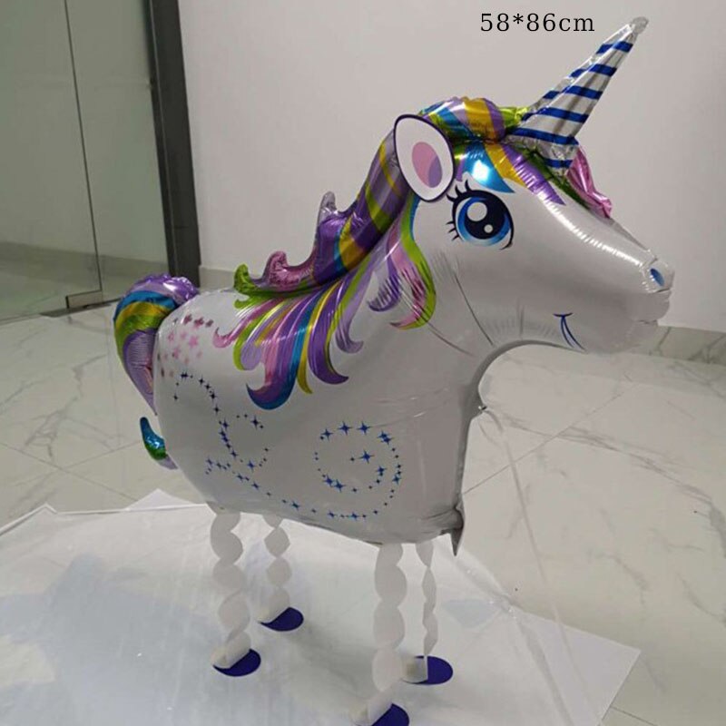 Walking Unicorn Foil Balloon Helium Ballon Walking Pet Baloon Rainbow Horse Children Happy Birthday Party Decor Kid Girl Balon: Laser