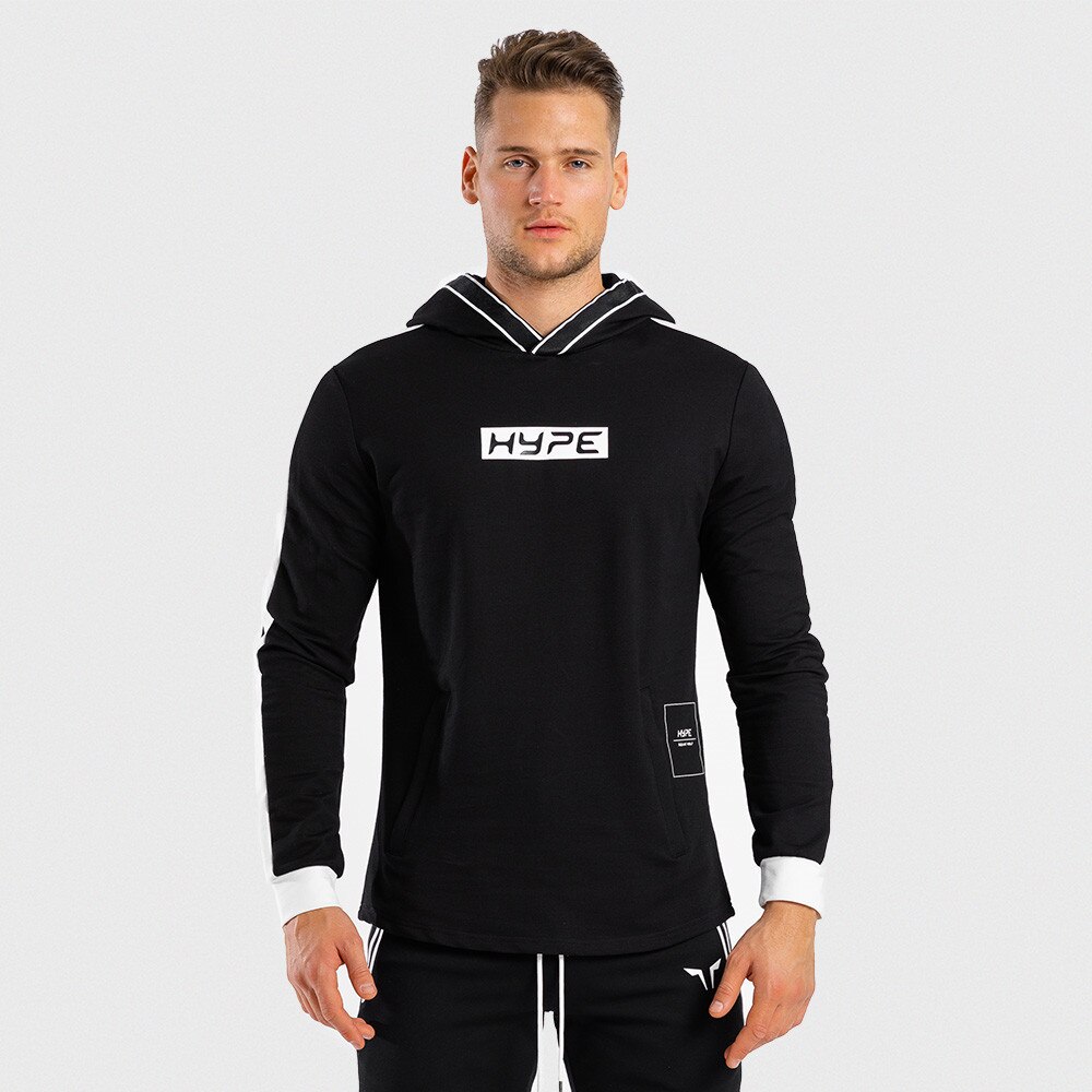 Autunno Nuovo Maglione di Sport degli uomini di Sport di Fitness Per Il Tempo Libero Pullover di Cotone Con Cappuccio a maniche lunghe di Formazione Giacca Da Uomo Outdoor Maglie E Maglioni: M / Black