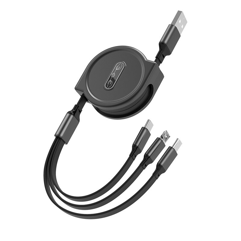 GZKZLIA – câble de Charge rapide 3 en 1 micro usb 3A pour iPhone 11 et 12 ipad, accessoire télescopique Portable de 1.1m, Z58: Z58-Black