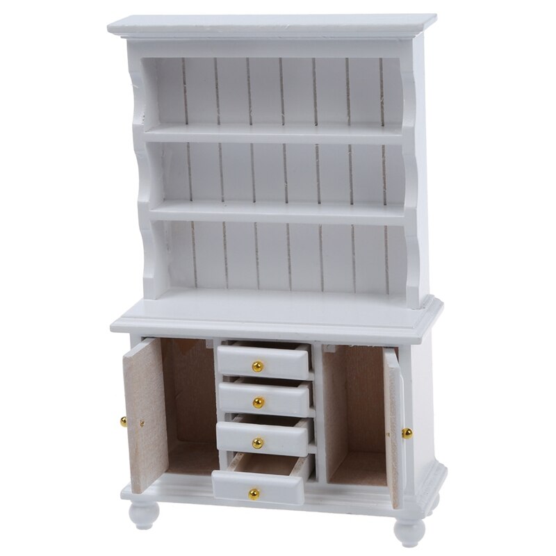 1/12 poppenhuis miniatuur meubels multifunctionele houten kast boekenkast wit