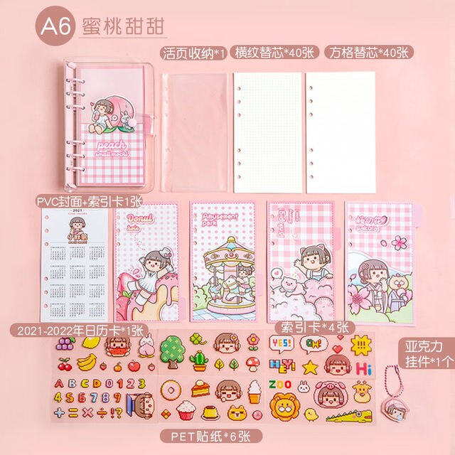 Loose-leaf Book Set Waterproof Loose-leaf Book Cute High-value Hand Ledger Cute Notebook: type5 A6