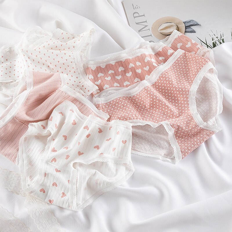Cueca infantil de cintura média, cueca de algodão com rosca, calça triangular e macia para meninas