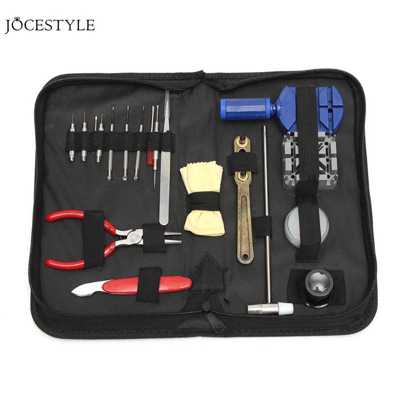 Outils horloger, Kit d'outils d'horlogerie, Kit d'outils de réparation de montres, ouvre-boîtier de montre, ouvre-boîtier de maillons, barre de ressort pièces d'outils: 19pcs