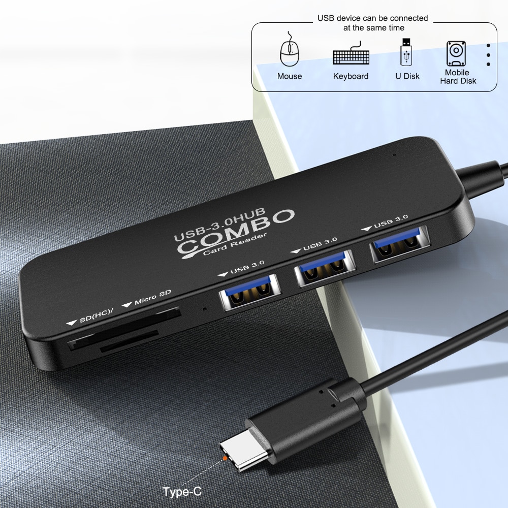 Usb typ c usb-c hubb usb 3.0 tf sd kortläsare thunderbolt 3 dex mode adapter för macbook air pro samsung  s8 s9 laddningsport