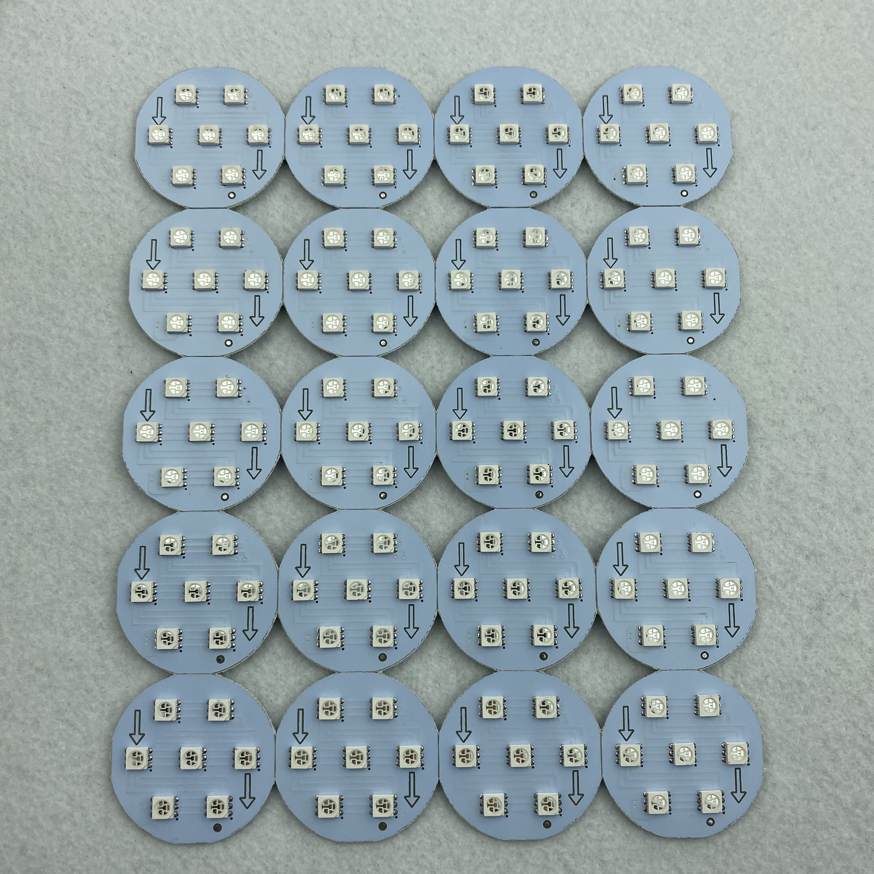 DC24V UCS1903 LED pixe PCBA; DC24V ingang; 7pcs 5050 SMD RGB LED, 1.68 W; 40mm diameter