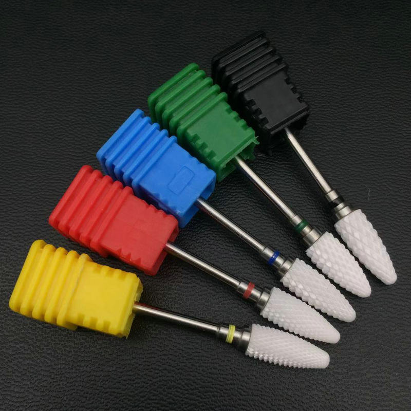 Punta cerámica recta, taladro de decoración de uñas, fresa de puntas para uñas, taladro eléctrico, accesorios para máquinas de manicura