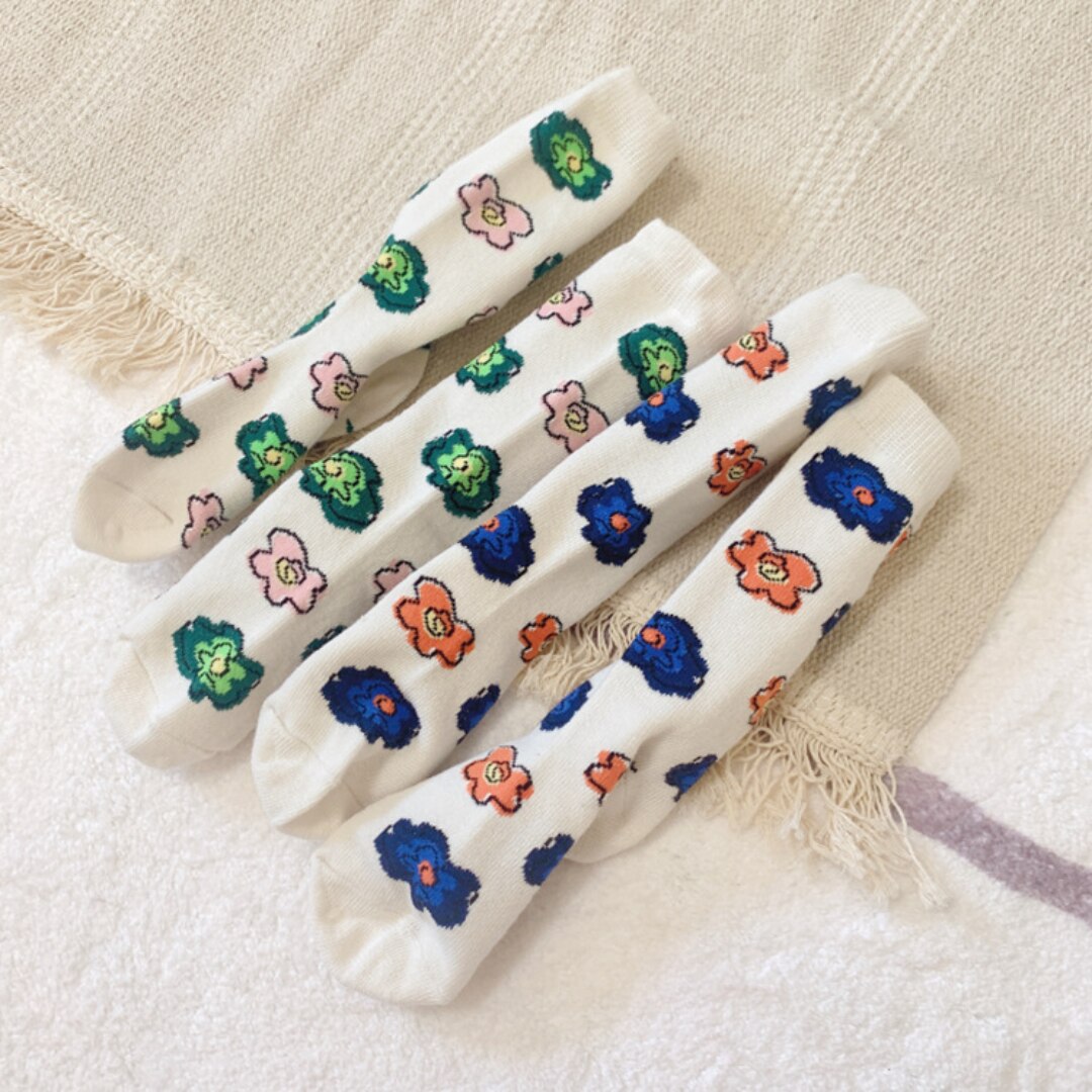 2Pairs Baby Sokken Koreaanse Retro Bloem Gekamd Katoen Kinderen Sokken Kinderen Meisjes Sokken