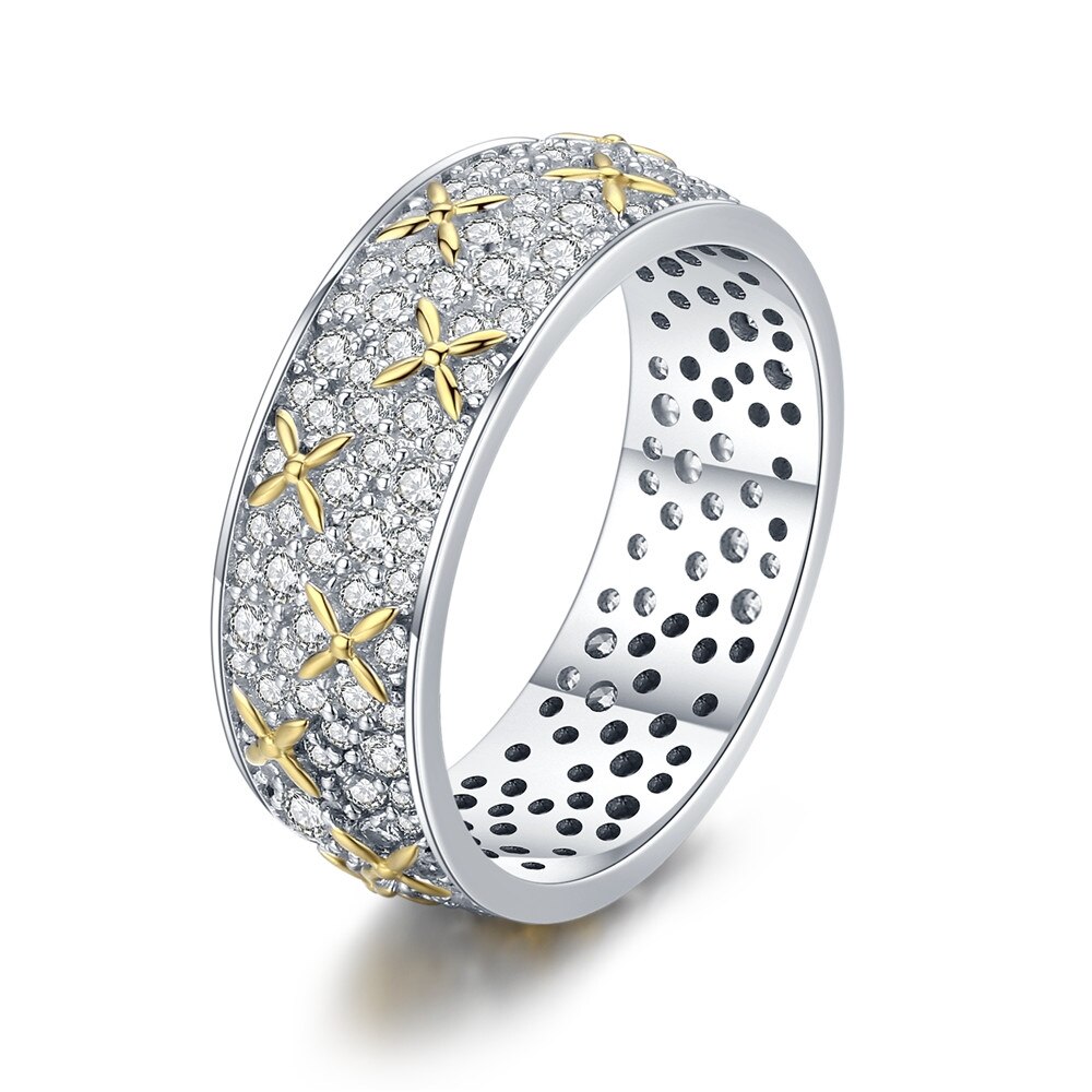 BAMOER Brede Zilveren Ringen voor Vrouwen Authentieke 925 Sterling Zilveren Bee Ster Blauwe Vinger Ring Vrouwelijke Fijne Sieraden Party Bijoux