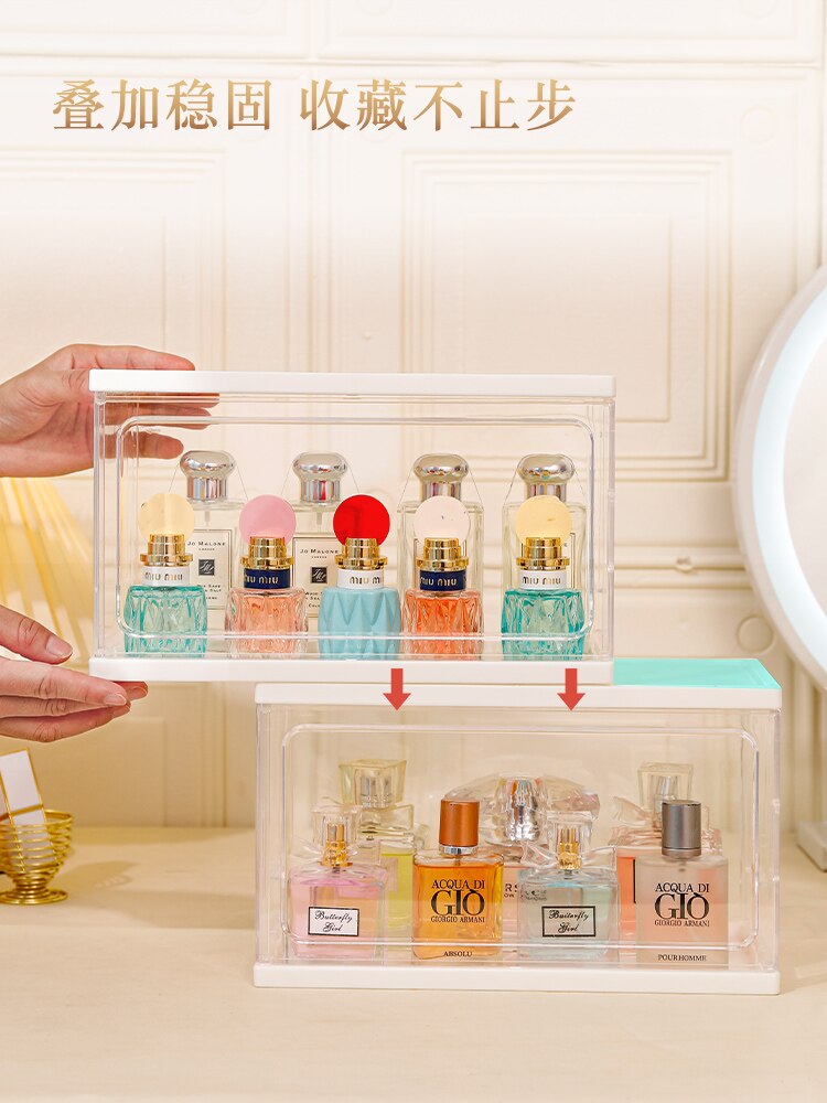 Boîte de rangement de parfum en acrylique, présentoir Transparent de bijoux de maquillage, boîte de rangement à domicile, organisateur de cosmétiques