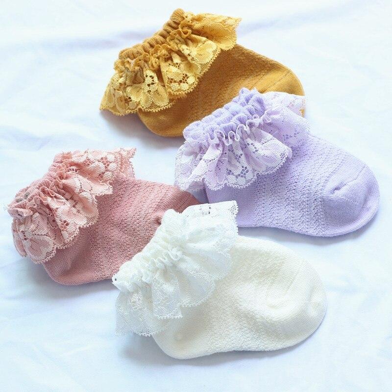 Dünne Sommer Baby Mädchen freundlicher Kleinkind Weiß Rosa Baumwolle Spitze Rüschen Prinzessin Gittergewebe Socken freundlicher Knöchel Kurze Socke Atmungsaktive