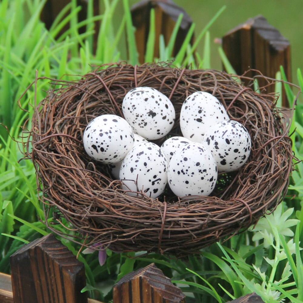 Country Style Simulation Twig Bird Nest Easter Rattan Nest Decoration for Home Garden (10cm)