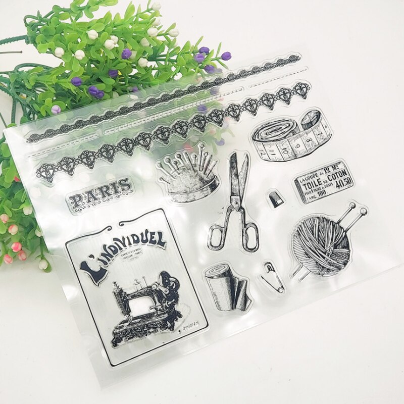 1pc Kawaii Sewing Silicone Clear Seal Stamp DIY Scrapbooking Embossing Photo Album Decorative Rubber Stamp Art Handmade Puzzle