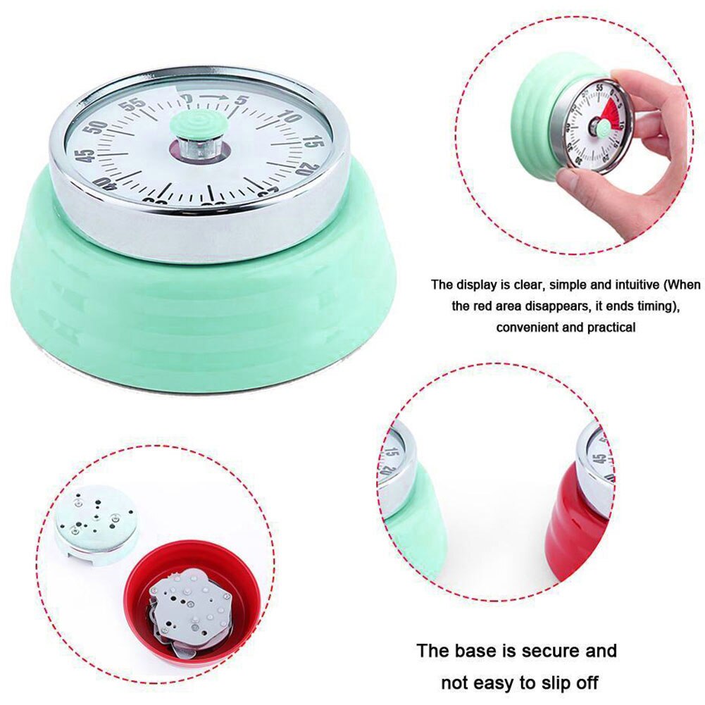 Count Down Magnetic Bottom Practical Kitchen Timer Mechanical Clockwork Easy Operate Reminder Pointer Multi Use Cooking Portable