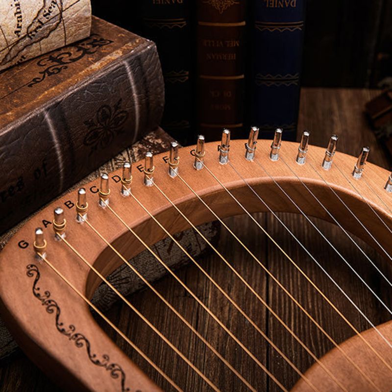 Arpa Legno Mogano - 16 Corde 16 Toni - Strumento Musicale Lira Portatile per Principianti