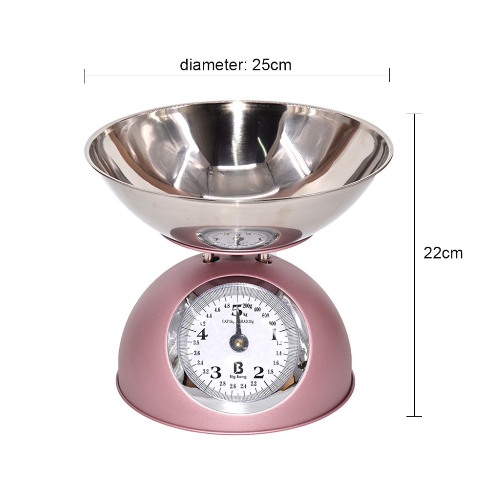 5kg Stainless Steel Cooking Accurate Measuring Tool Home With Bowl Kitchen Scale Vegetables Food Weighing Mechanical Type Baking