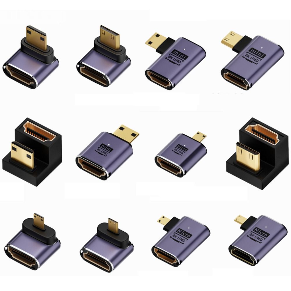 8k 4k uhd hdtv 2,1 Adapter 90 Grad abgewinkelter Mini Mikro HD-kompatibler Stecker auf HD-kompatibler weiblicher Adapter für Laptop-Kamera