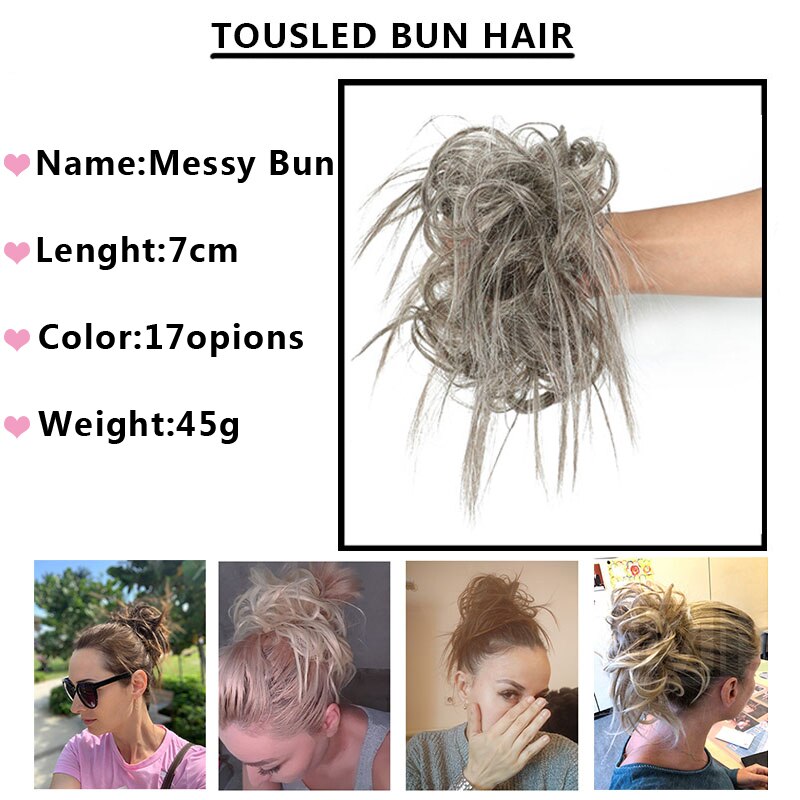 FEELSI 7 Zoll Chaotisch lockige Chignon haar brötchen Elastischen Band Haar brötchen Lockige Scrunchie haar Hochsteckfrisur Abdeckung Synthetische Haarteil für frauen