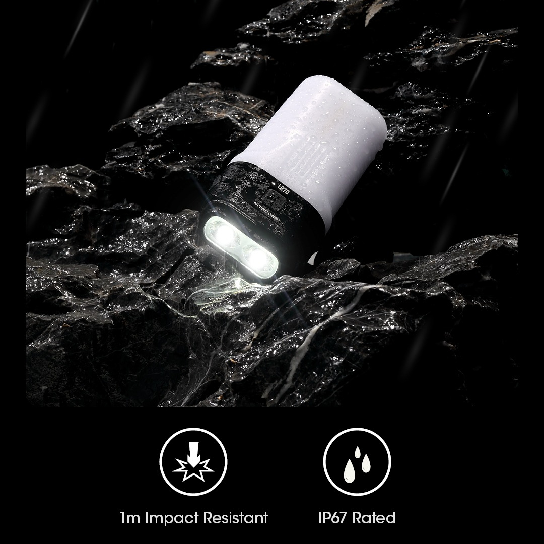 NITECORE Lanterna Ricaricabile 2-in-1 LR70, Torcia da 3000 Lumen, Lanterna da Campeggio con Batteria Integrata per Escursionismo e Campeggio