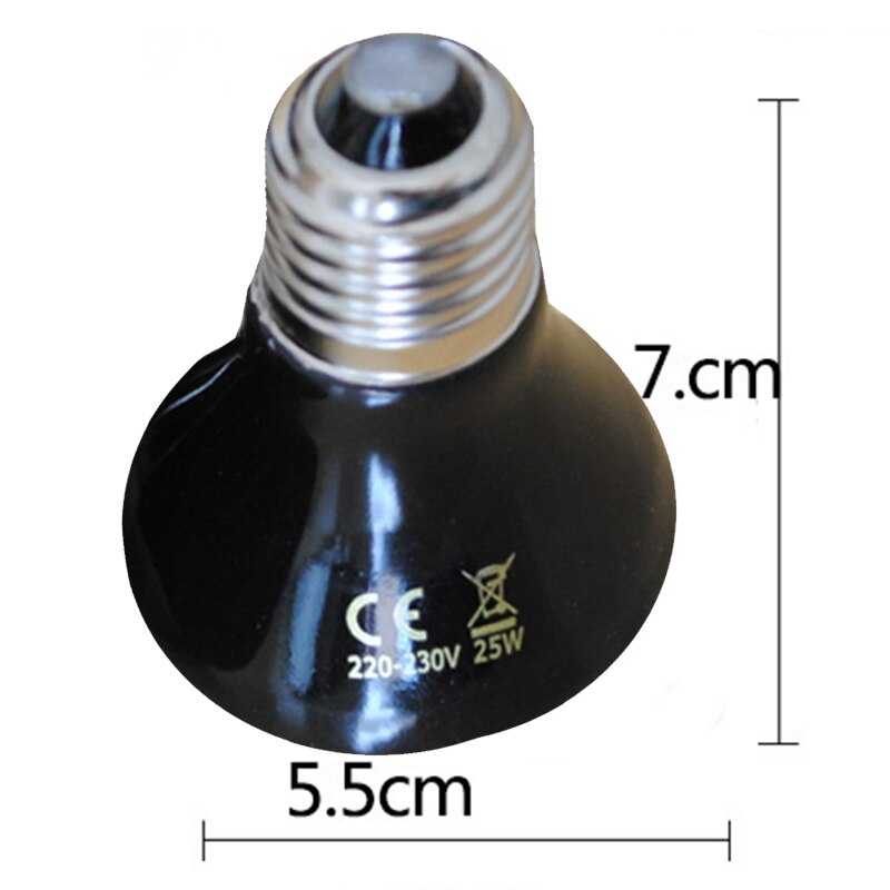 25W 50W 75W 100W E27 Reptile Huisdier Verwarming Lamp Zwart Infrarood Keramische Emitter Warmte Gloeilamp huisdier Broedmachine Reptiel Lamp 220-230V