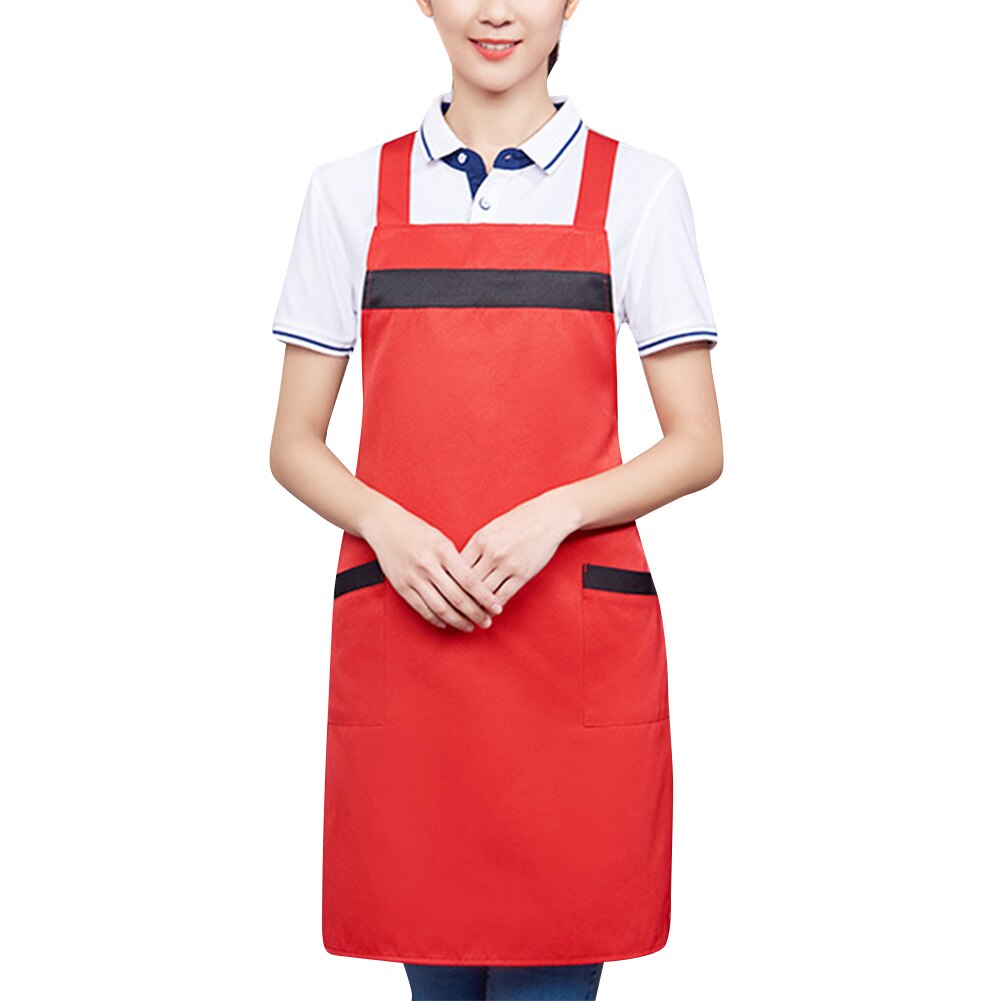 Elastic Waterproof Cooking Apron Kitchen Keep Clothes Clean Sleeveless Men Women Apron AIC88: Red